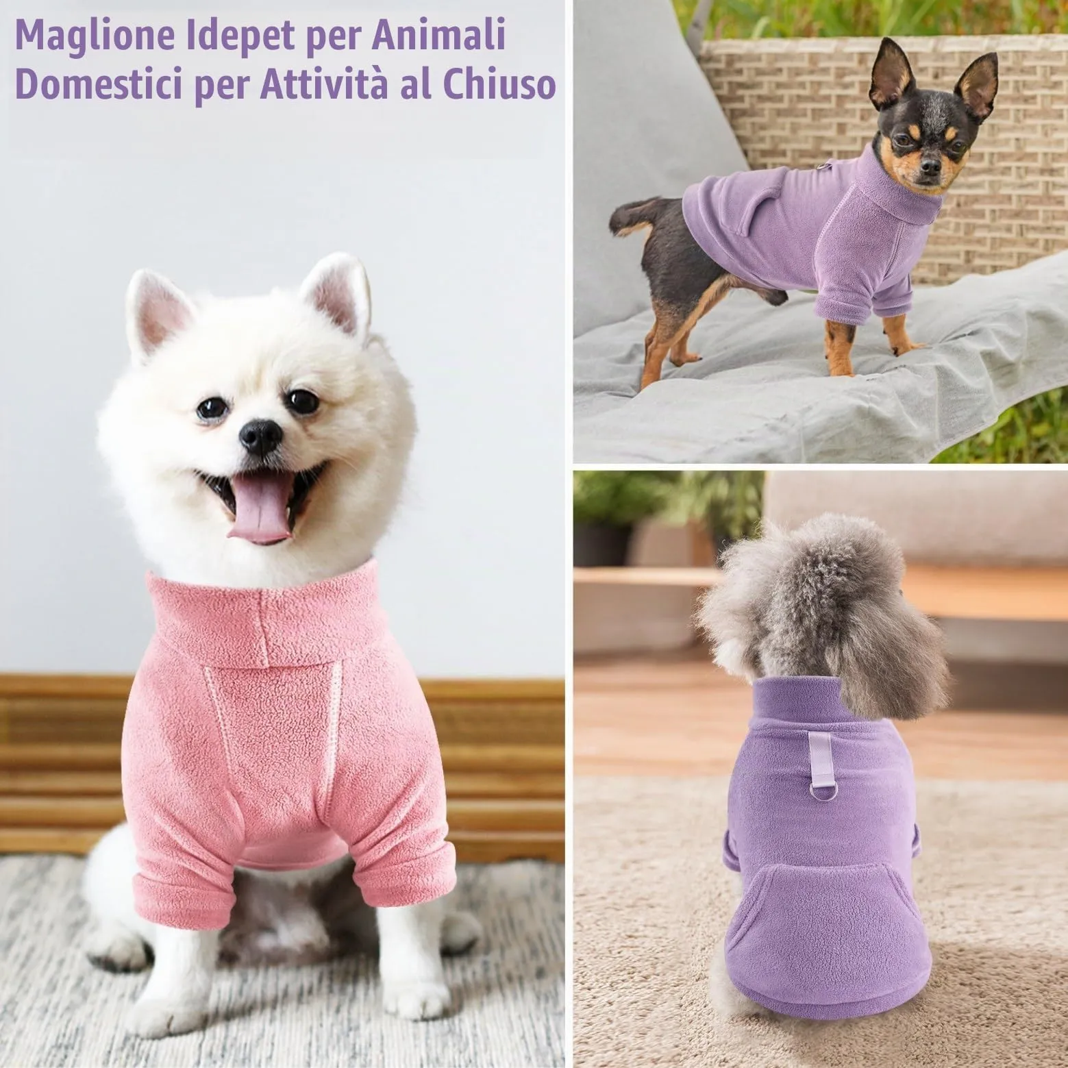 Mosucoirl Felpa con Cappuccio per Cani in Cotone con Tasca e D-Ring, Rosa e Violetta, XL - immagine 7