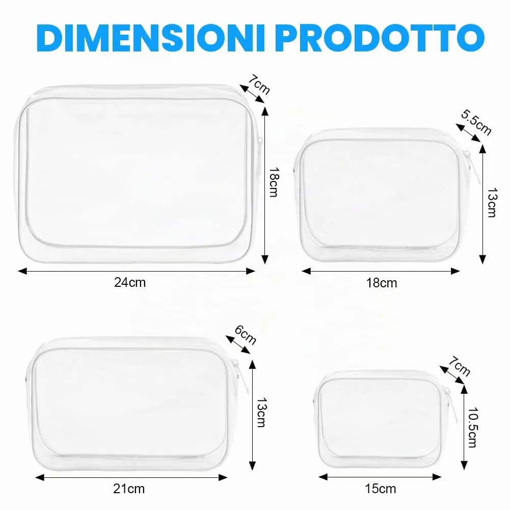 OSDUE Set di 4 Borse Trasparenti per Valigia in PVC - immagine 2