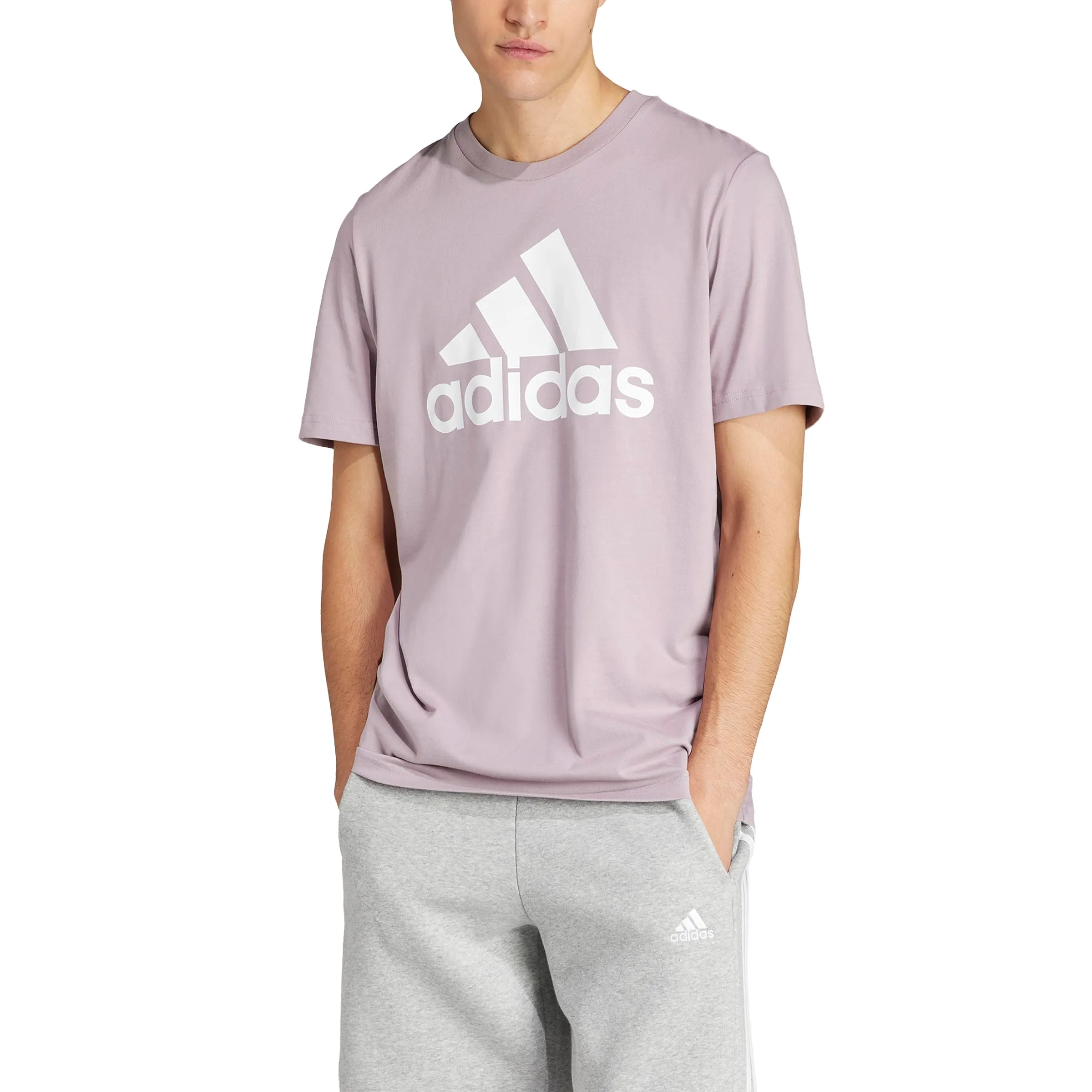 adidas Men's Essentials Single Jersey Big Logo T-Shirt, Preloved Fig, XX-Large Tall + 2" - immagine 5