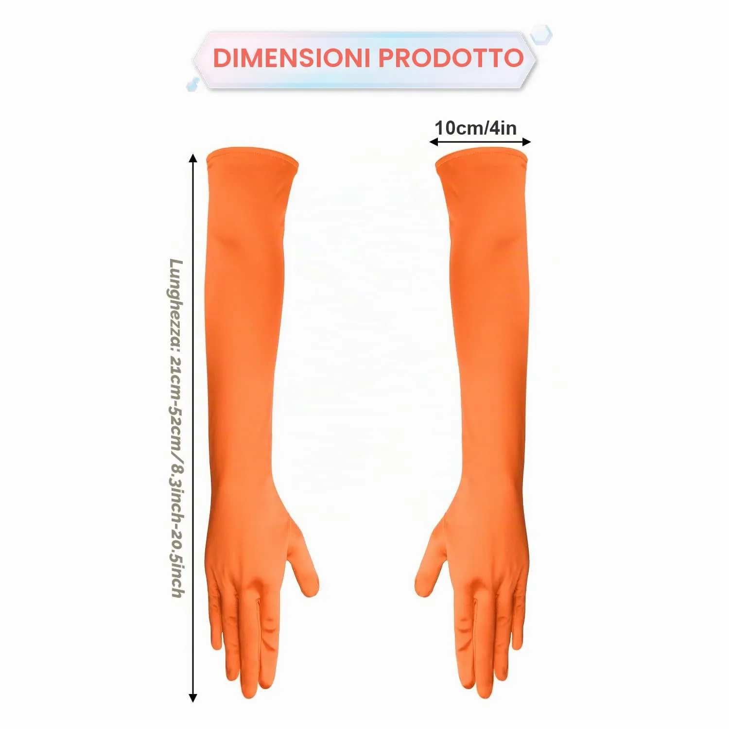NQEUEPN Guanti Lunghi in Raso da Donna, 52cm, Arancione - immagine 2