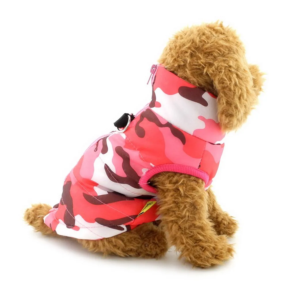 SELMAI Cappotto Impermeabile per Cani Piccoli e Gatti, Gilet Trapuntato con Anello a D, Camo Rosa, XS - immagine 3