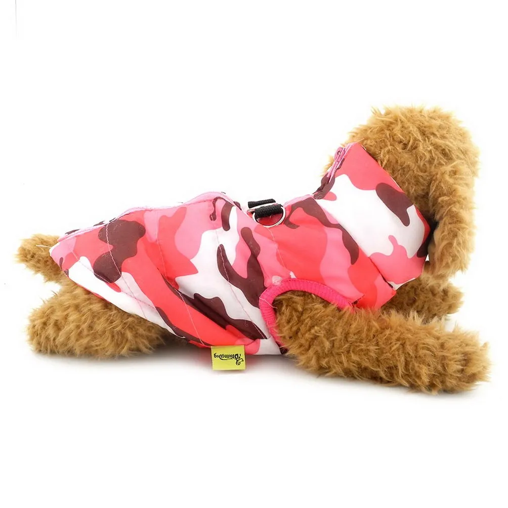 SELMAI Cappotto Impermeabile per Cani Piccoli e Gatti, Gilet Trapuntato con Anello a D, Camo Rosa, XS - immagine 6
