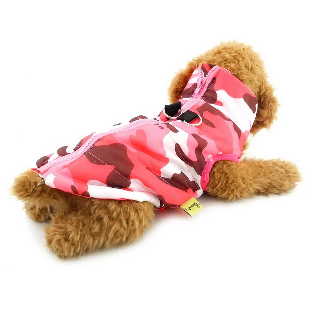 SELMAI Cappotto Impermeabile per Cani Piccoli e Gatti, Gilet con Anello a D, Camo Rosa, Taglia L - immagine 1