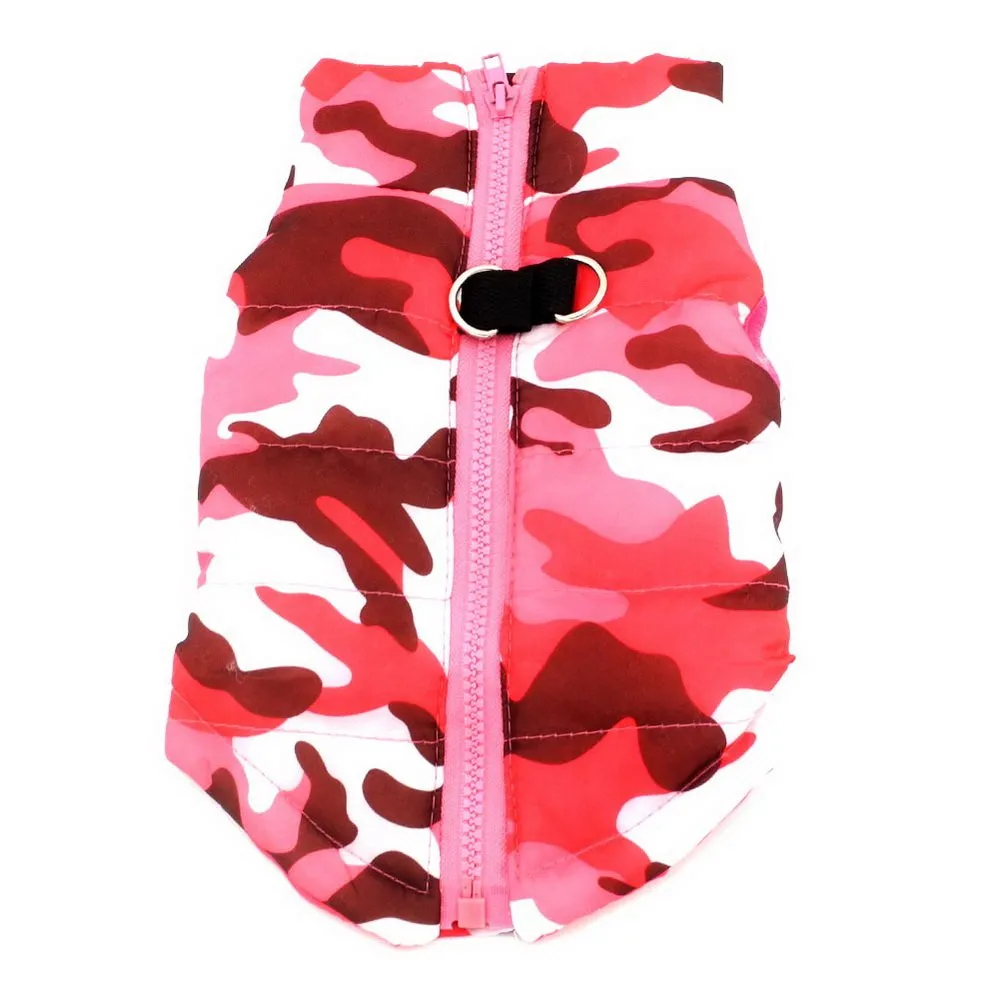 SELMAI Cappotto Impermeabile per Cani Piccoli e Gatti, Gilet con Anello a D, Camo Rosa, Taglia L - immagine 4