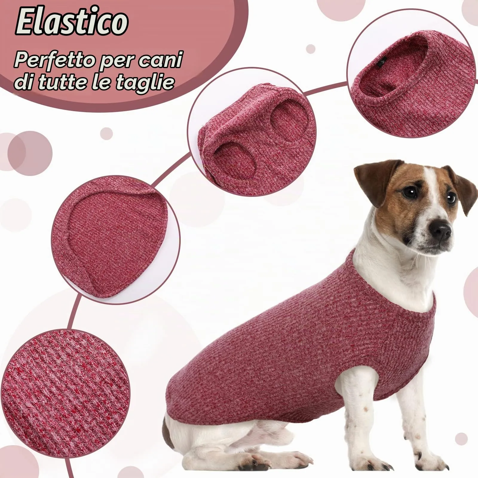 Hjumarayan Maglietta Estiva a Righe per Cani, Rosso Borgogna, XXS - immagine 4
