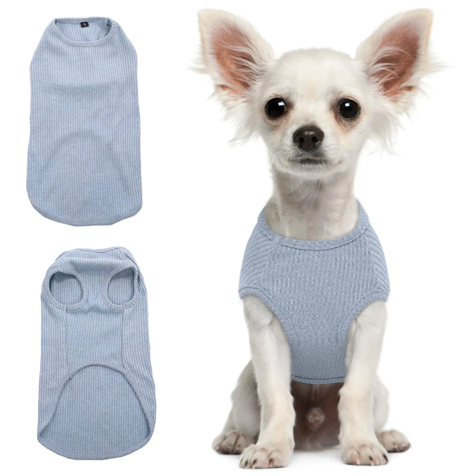 Hjumarayan Maglietta Estiva a Righe per Cani, Blu, XS - immagine 1