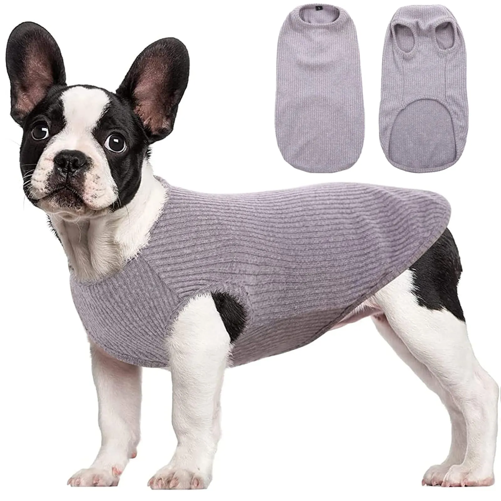 Hjumarayan Maglietta Estiva a Righe per Cani, Grigio M - immagine 1
