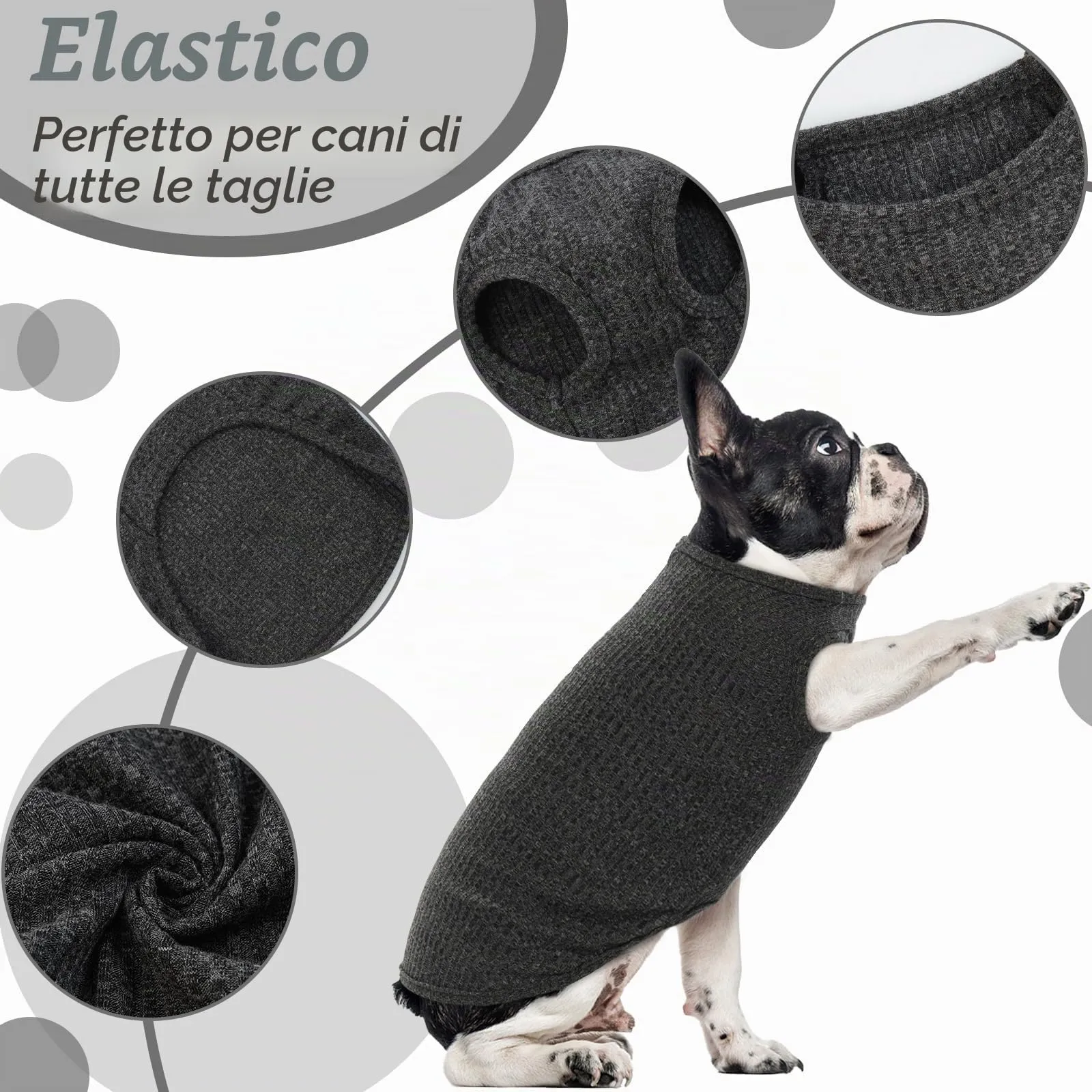 Hjumarayan Maglietta Cane Estiva a Righe in Cotone, Nero S - immagine 4