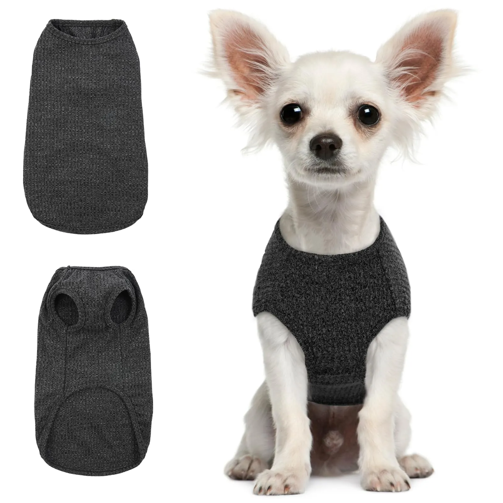 Hjumarayan Maglietta Estiva per Cani a Righe, Cotone Elastico, Nero XXS - immagine 1