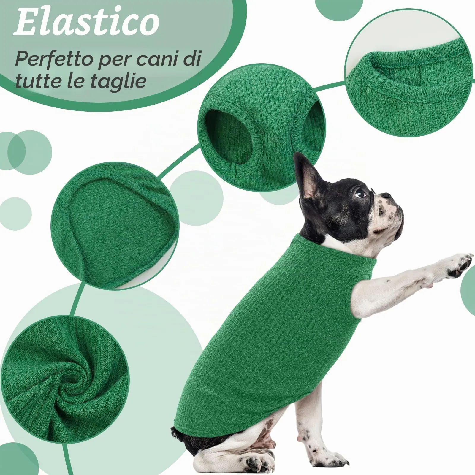 Hjumarayan Maglioncino a Righe per Cani, Verde Smeraldo, M - immagine 4