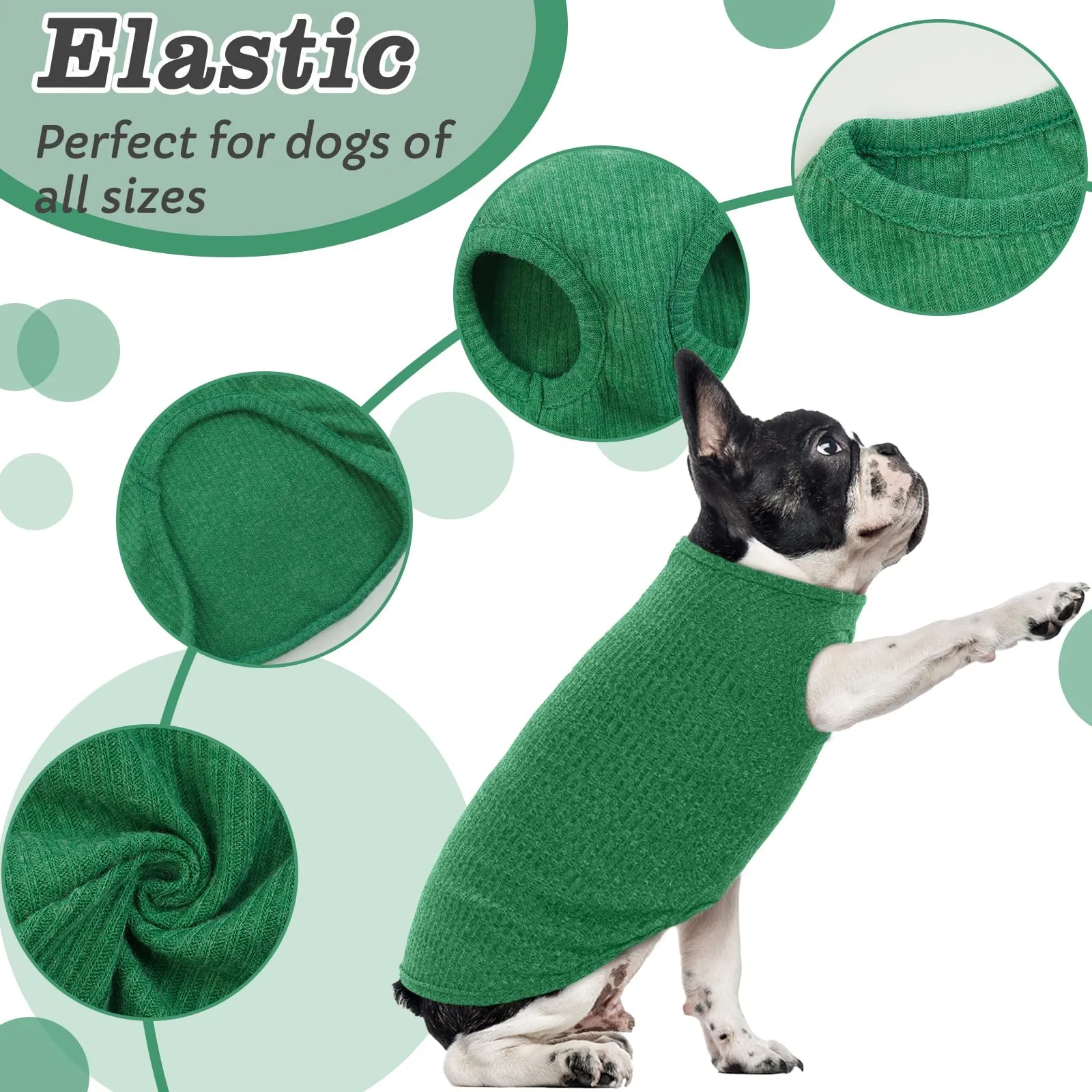 Hjumarayan Maglioncino per Cani a Righe, Elastico, Verde Smeraldo, XXL - immagine 4