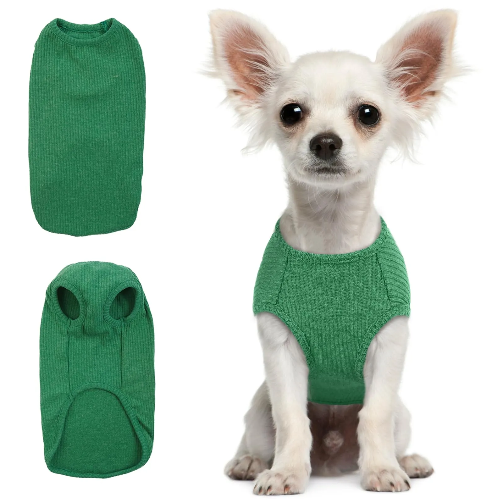 Hjumarayan Maglione a Righe per Cani, Verde Smeraldo, XXS - immagine 1