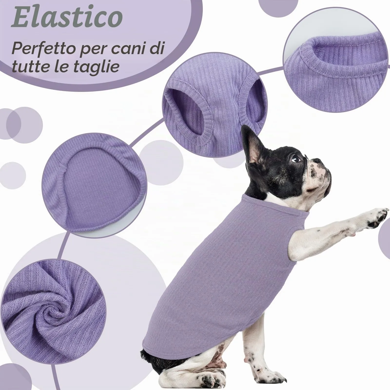 Hjumarayan Maglietta Estiva a Righe per Cani, Lilla, Taglia L - immagine 4