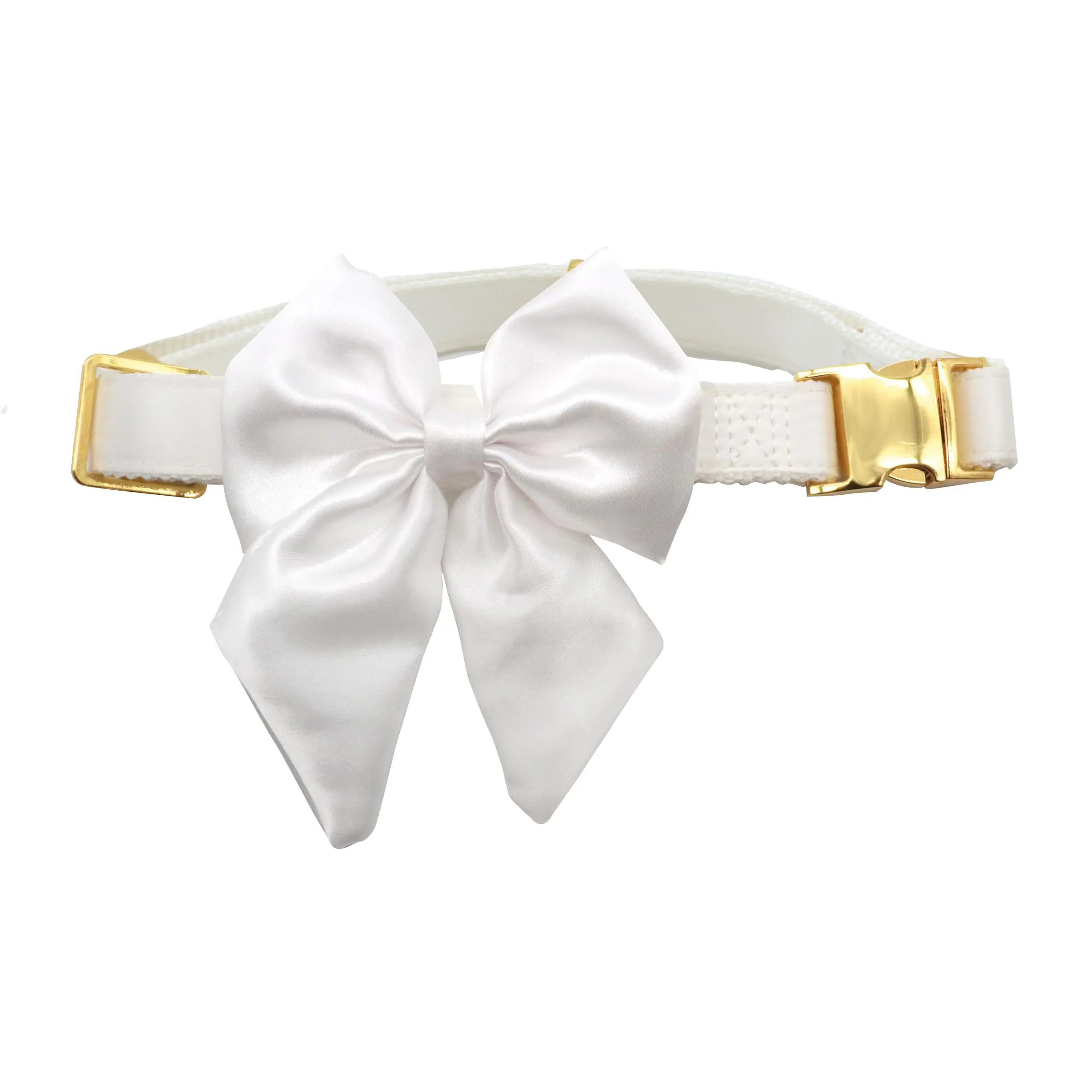 Croci Ceremony Bride Collare per cani con fiocco rimovibile, Bianco e Oro, Taglia M (32-50 cm) - immagine 1