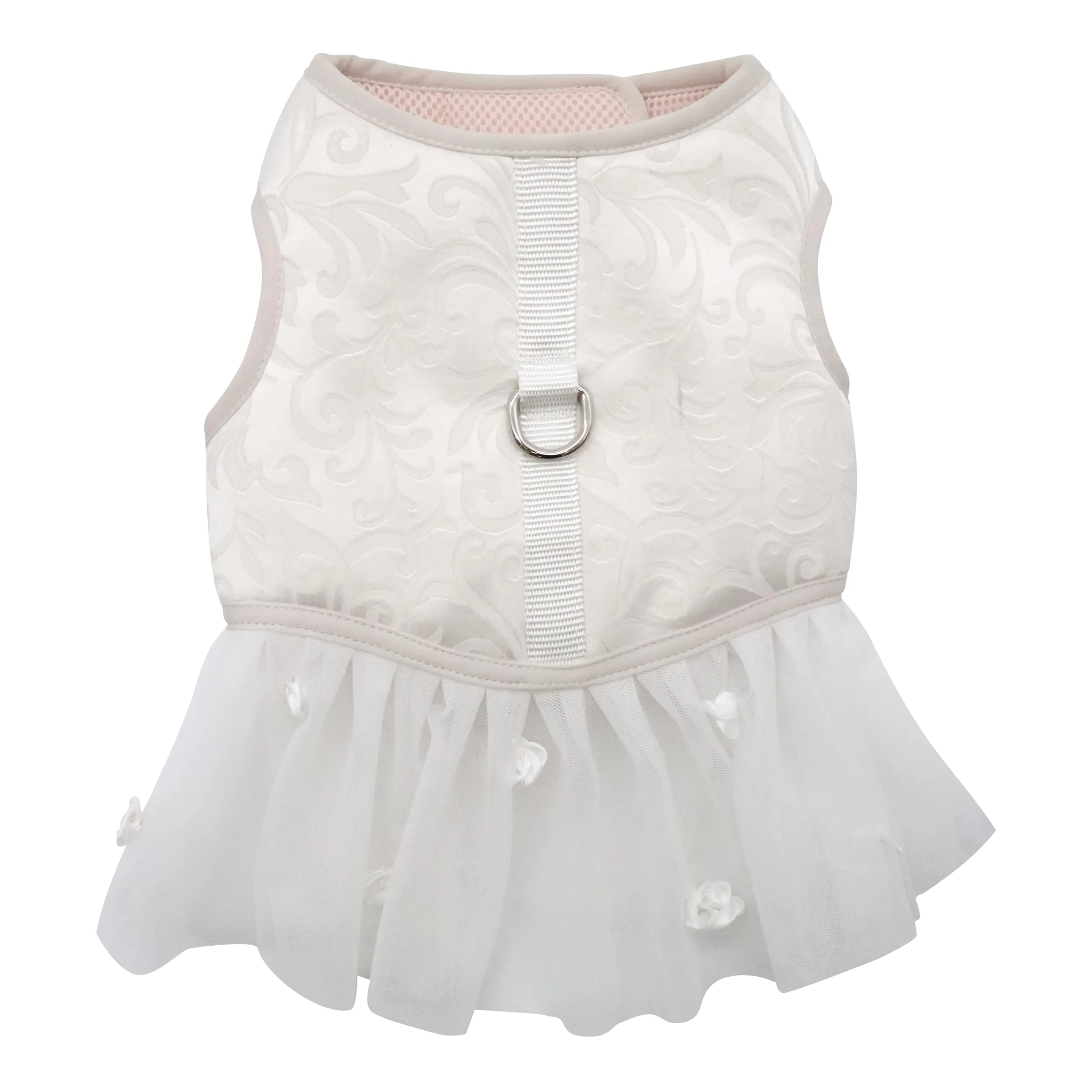 Croci Ceremony Bride Pettorina per cane femmina con gonna in tulle, Fantasia Damascata, S/27-31 cm - immagine 1