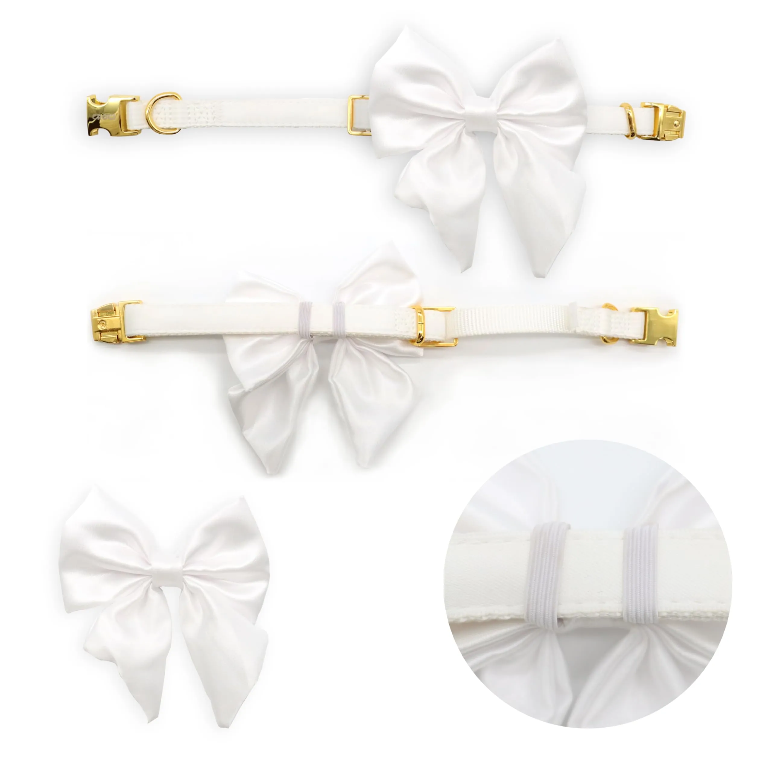 Croci Ceremony Bride Collare per cani con fiocco rimovibile, Bianco e Oro, Taglia S (28-44 cm) - immagine 4
