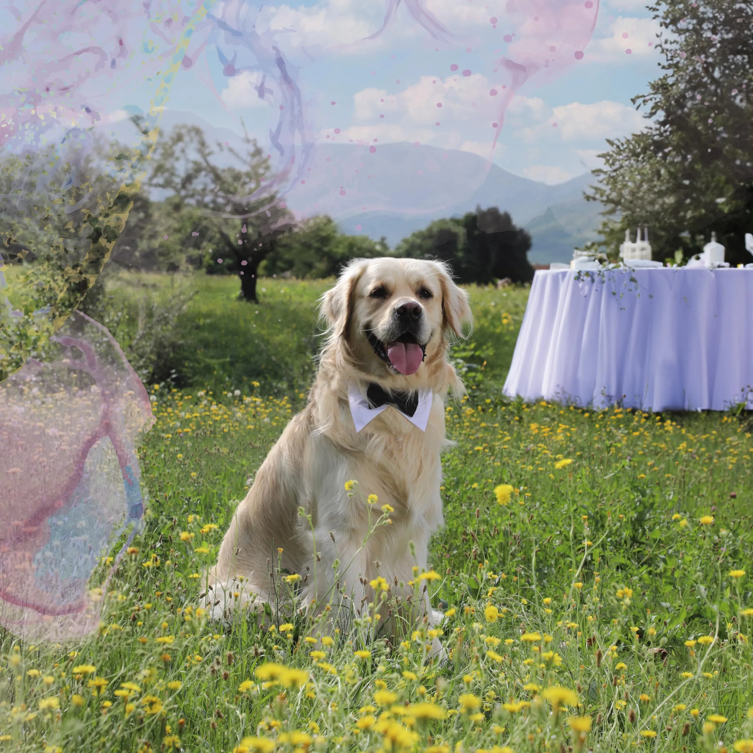 Croci Ceremony Smoking Collare per cani a bandana con camicia e papillon, L 41-66 cm - immagine 4