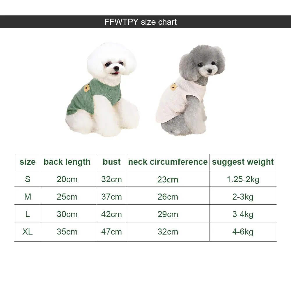 FFWTPY Maglietta Cane in Tessuto Waffle con Orsetto Decorativo, Canotta Traspirante per Cuccioli - immagine 2