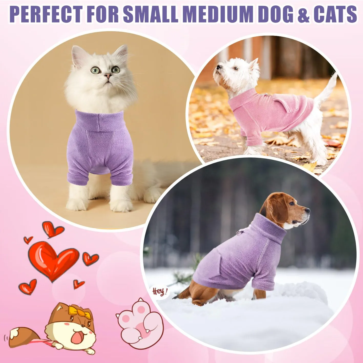 Mosucoirl Felpa con Cappuccio per Cani in Cotone con Tasca, Rosa e Violetta, M - immagine 3