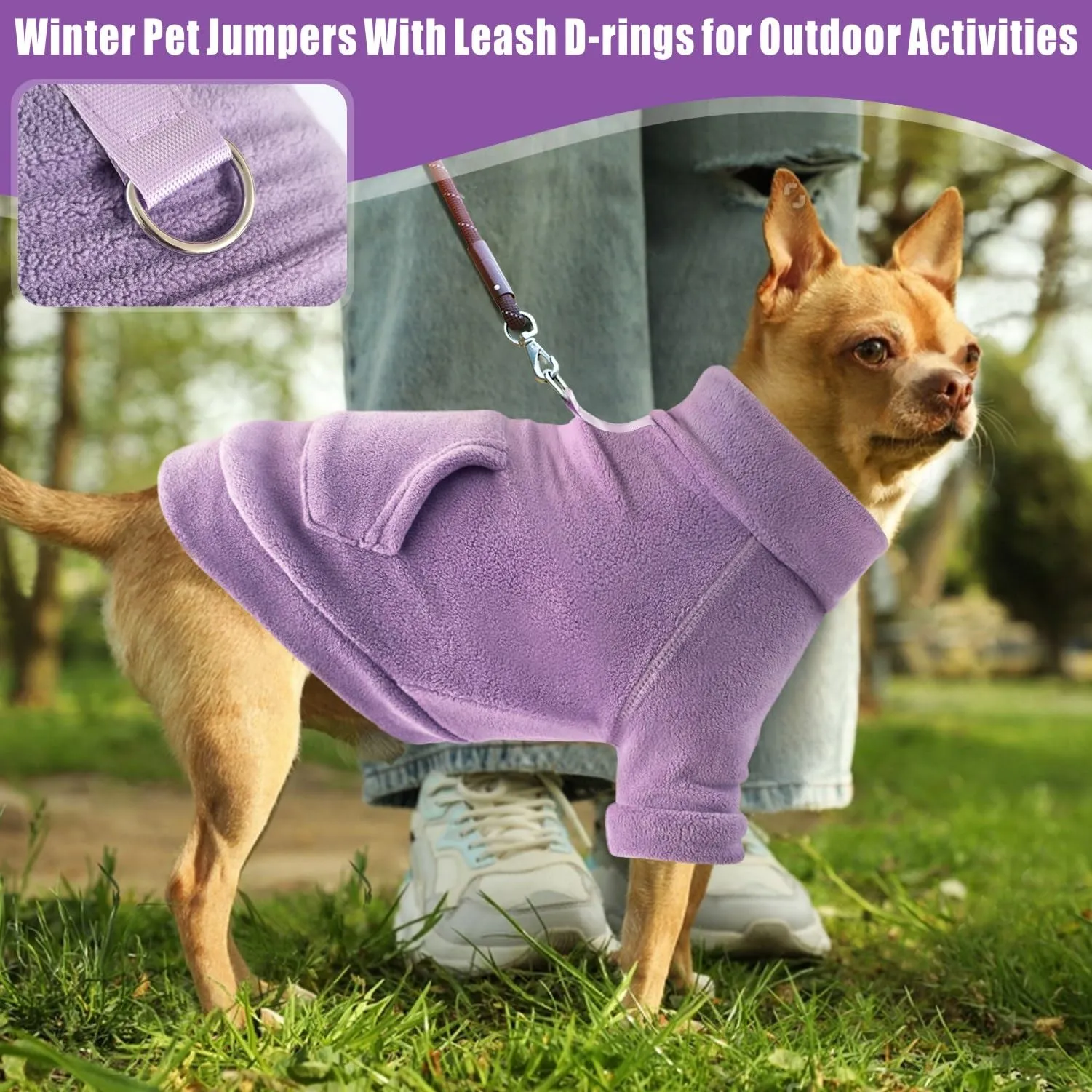 Mosucoirl Felpa con Cappuccio per Cani in Cotone con Tasca, Rosa e Violetta, M - immagine 4