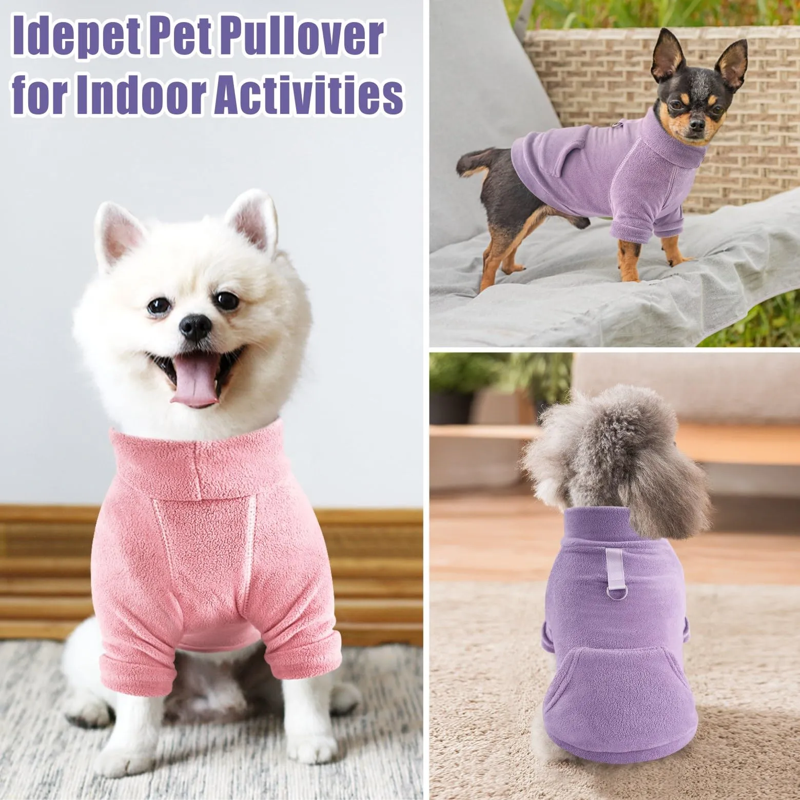 Mosucoirl Felpa con Cappuccio per Cani in Cotone con Tasca, Rosa e Violetta, M - immagine 6