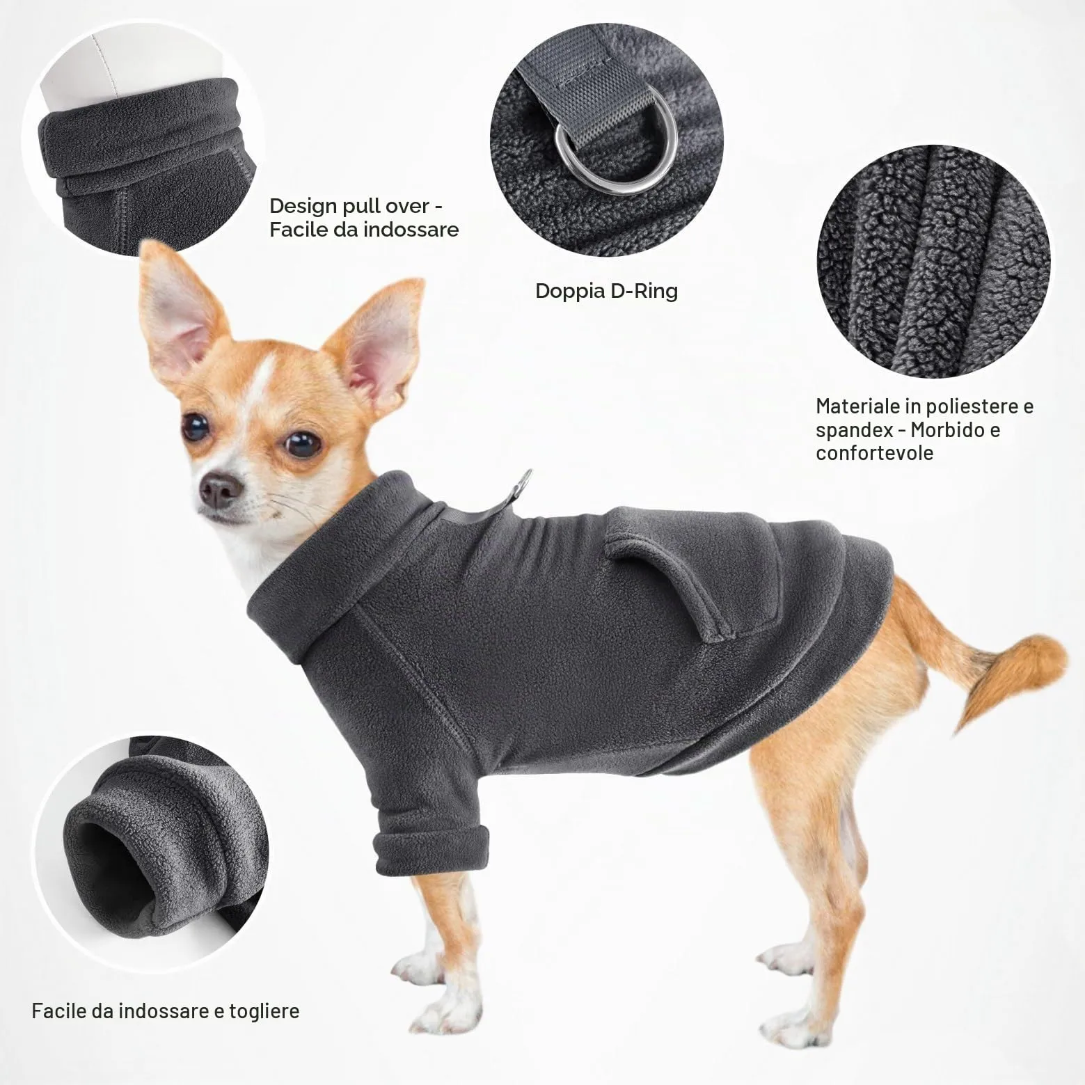 Mosucoirl Felpa con Cappuccio per Cani in Cotone con Tasca, Nero, XL - immagine 7