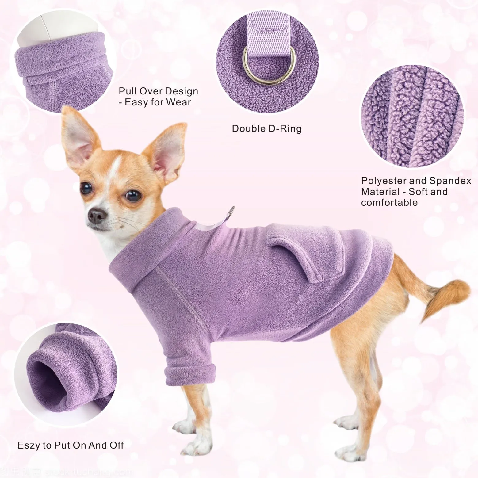 Mosucoirl Cane con Cappuccio Felpa Pullover per Cani, Rosa e Violetta, XXL - immagine 6