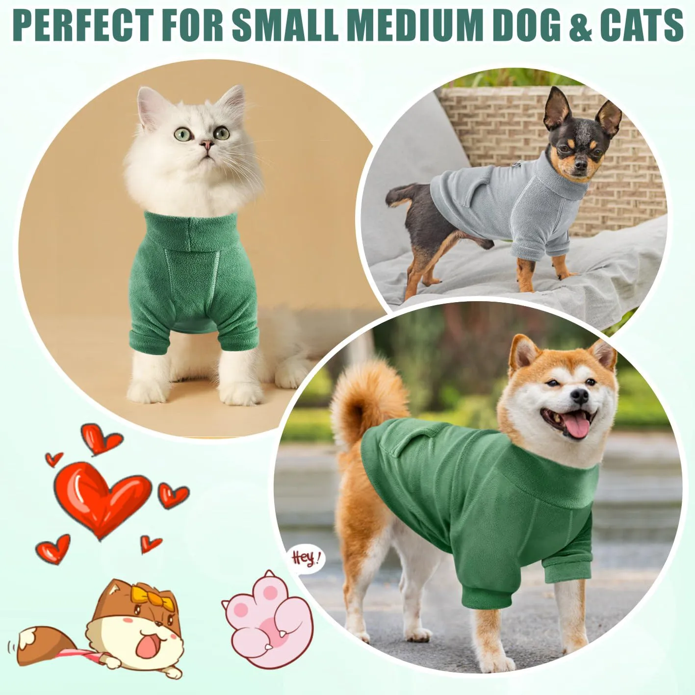 Mosucoirl Felpa con Cappuccio e Tasca per Cani, Verde Leggero, XL - immagine 3