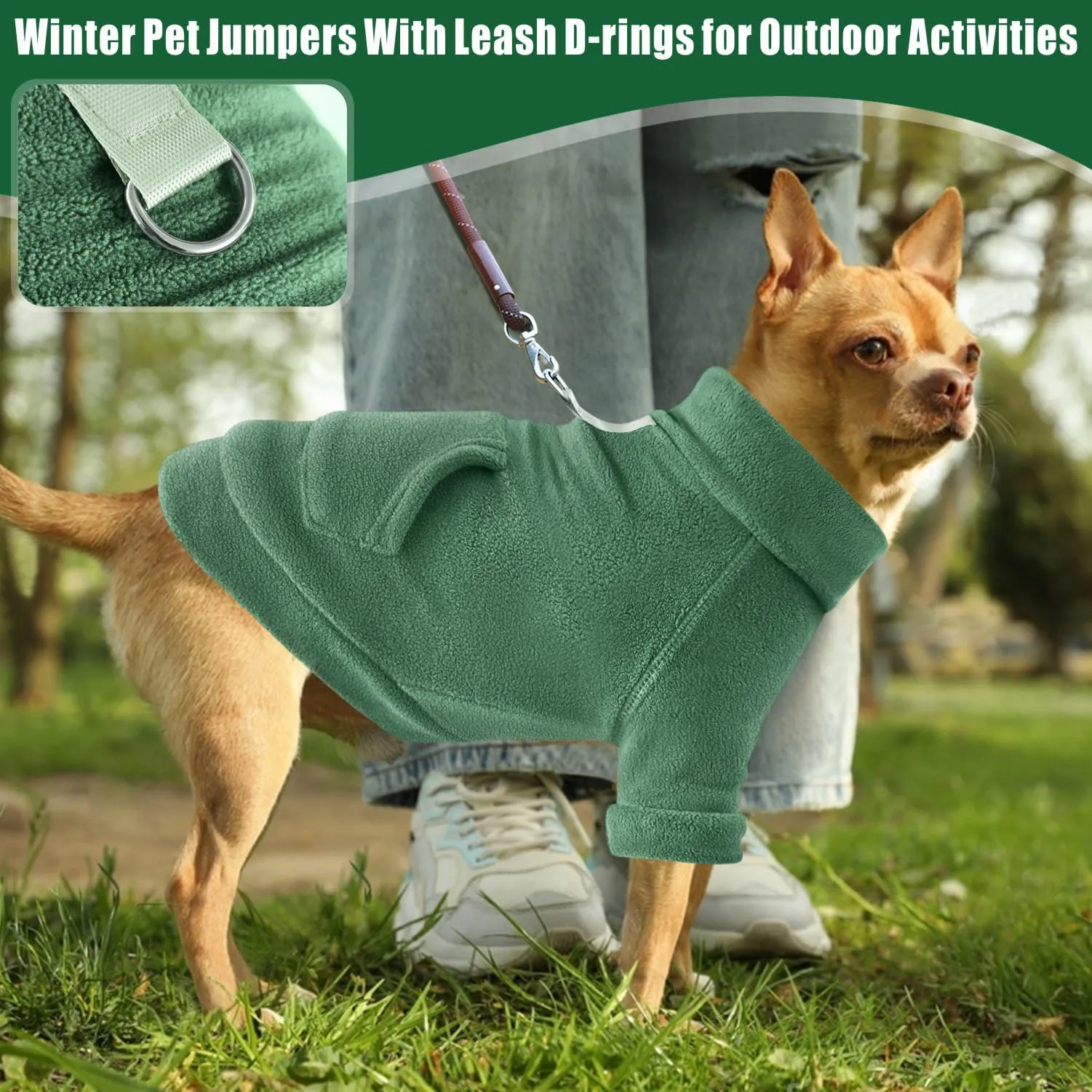 Mosucoirl Felpa con Cappuccio e Tasca per Cani, Verde Leggero, XL - immagine 4