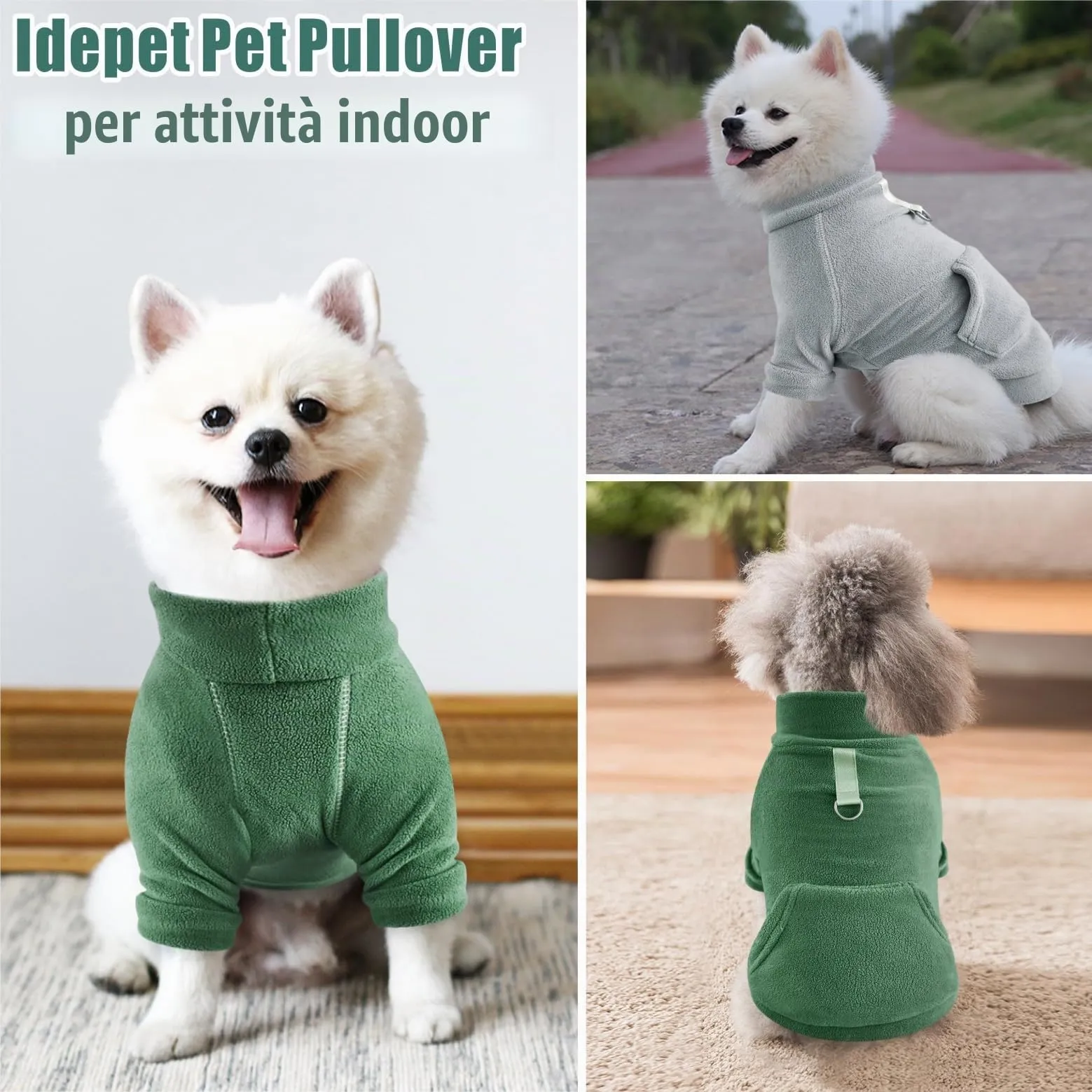 Mosucoirl Felpa con Cappuccio per Cani, Pullover in Cotone con Tasca e D-Ring per Guinzaglio, Verde leggero&Verde, XXL - immagine 6