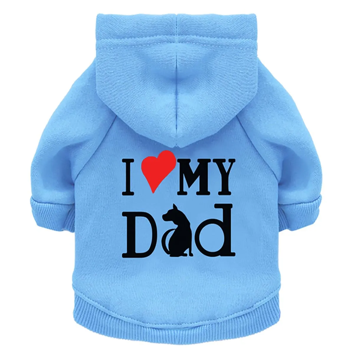 Izefia Felpa con Cappuccio per Cani Piccoli e Gatti Amo Mio Padre, Maglione in Cotone Blu - immagine 1