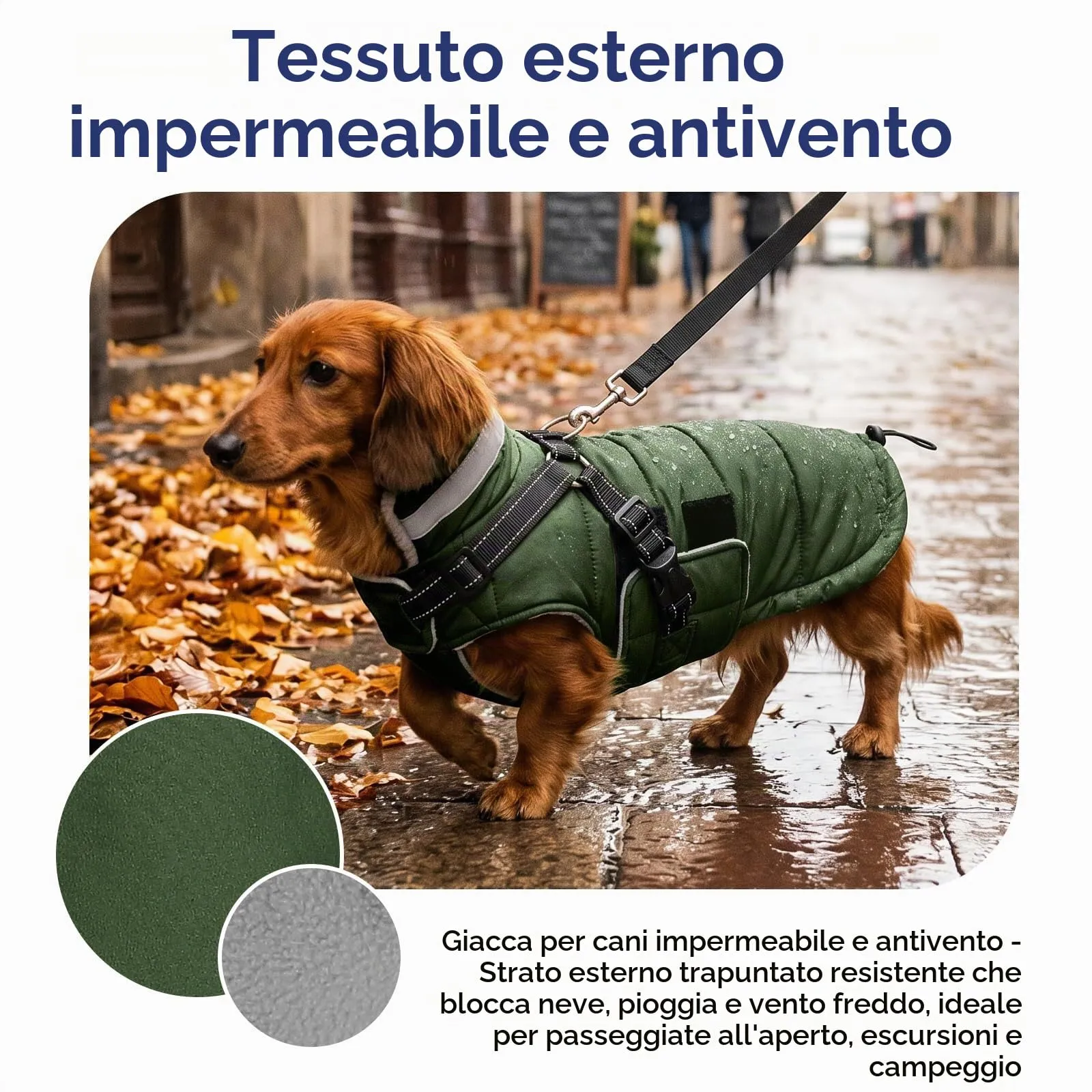 ASENKU Cappotto per Cane Impermeabile e Antivento, Taglia L, Verde - immagine 2