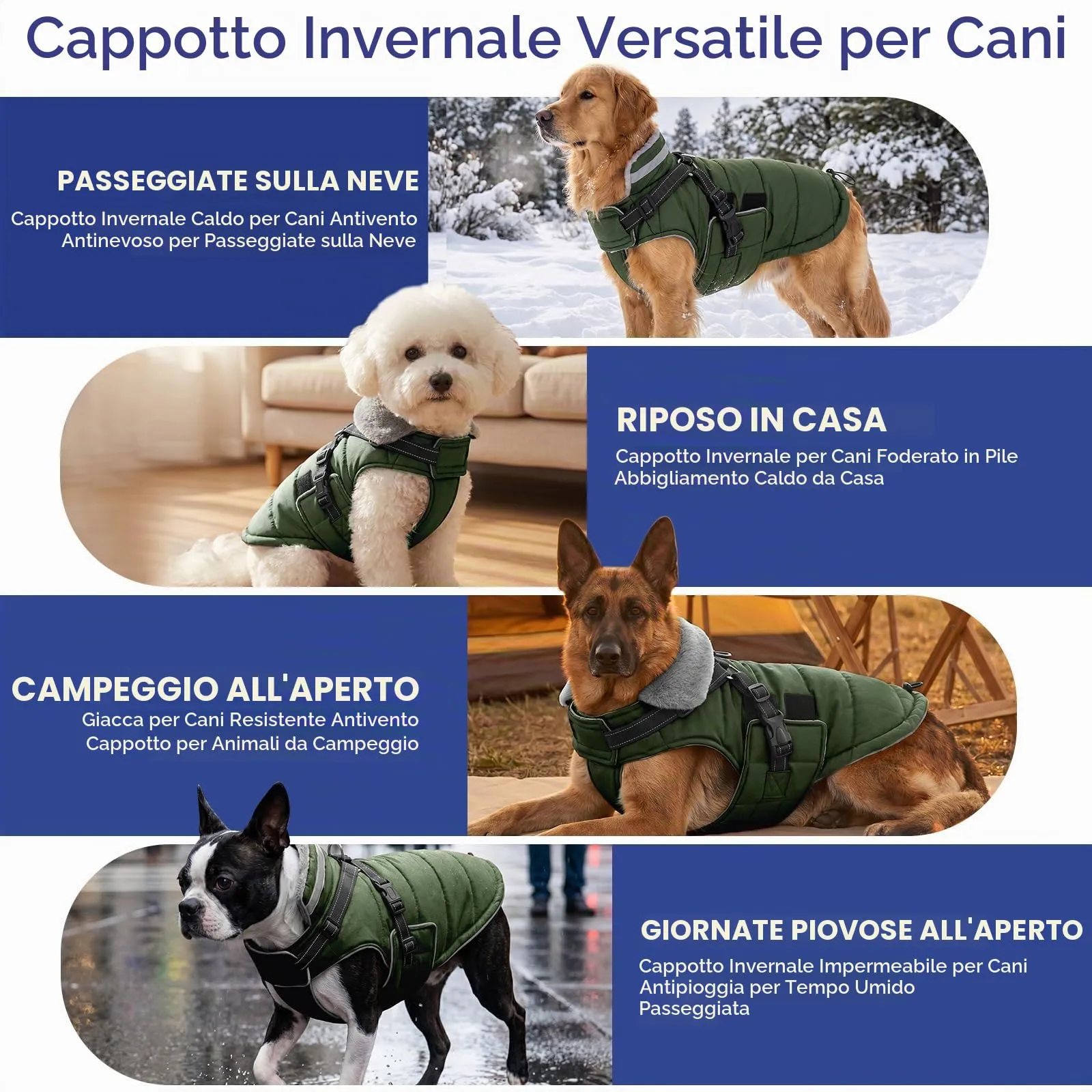 ASENKU Cappotto per Cane Impermeabile e Antivento, Taglia L, Verde - immagine 7