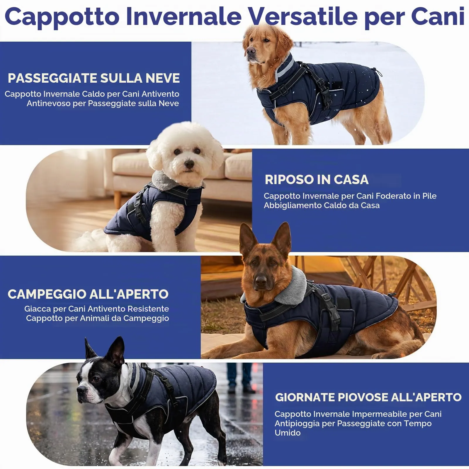 ASENKU Cappottino Cane Invernale, Impermeabile e Antivento, Taglia S, Blu - immagine 7