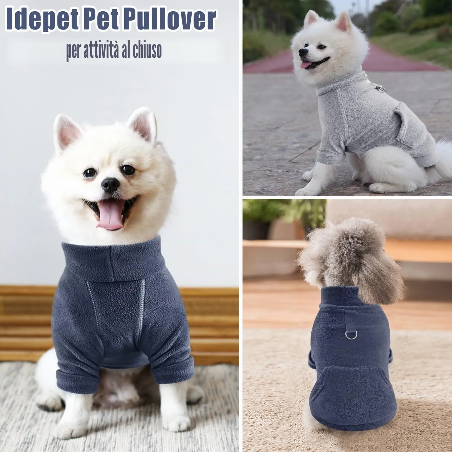 Mosucoirl Felpa con Cappuccio per Cani, Grigio&Blu Navy, S - immagine 4