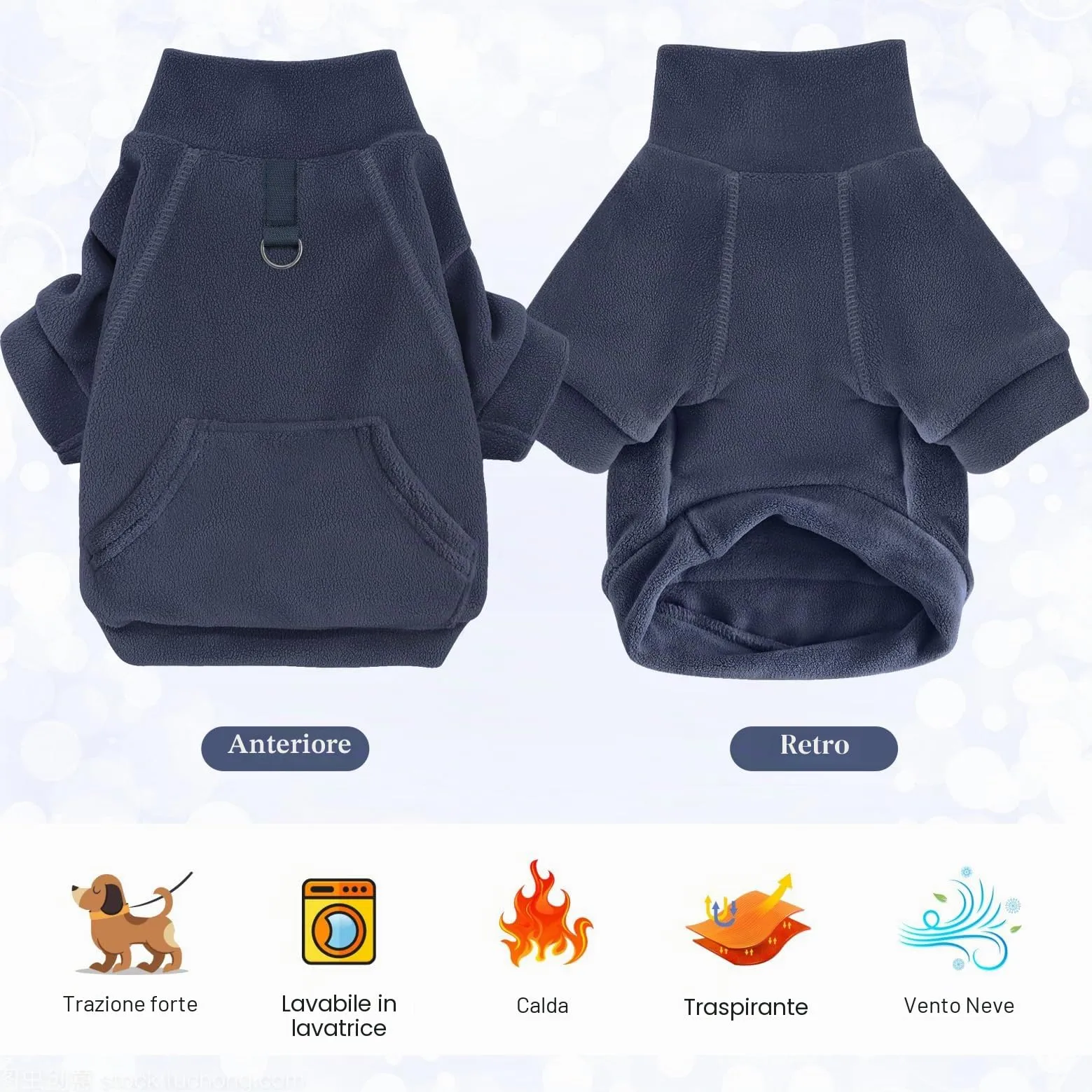 Mosucoirl Felpa con Cappuccio per Cani, Grigio&Blu Navy, S - immagine 6