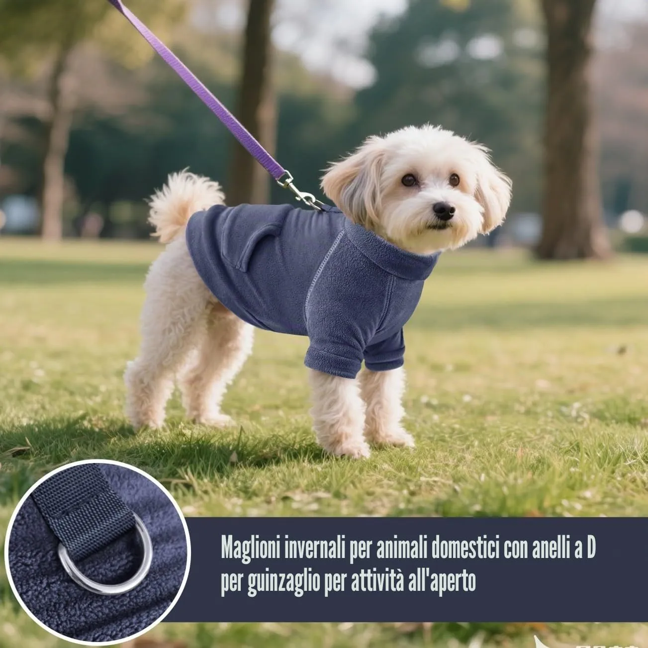Mosucoirl Felpa con Cappuccio per Cani, Grigio&Blu Navy, M - immagine 5