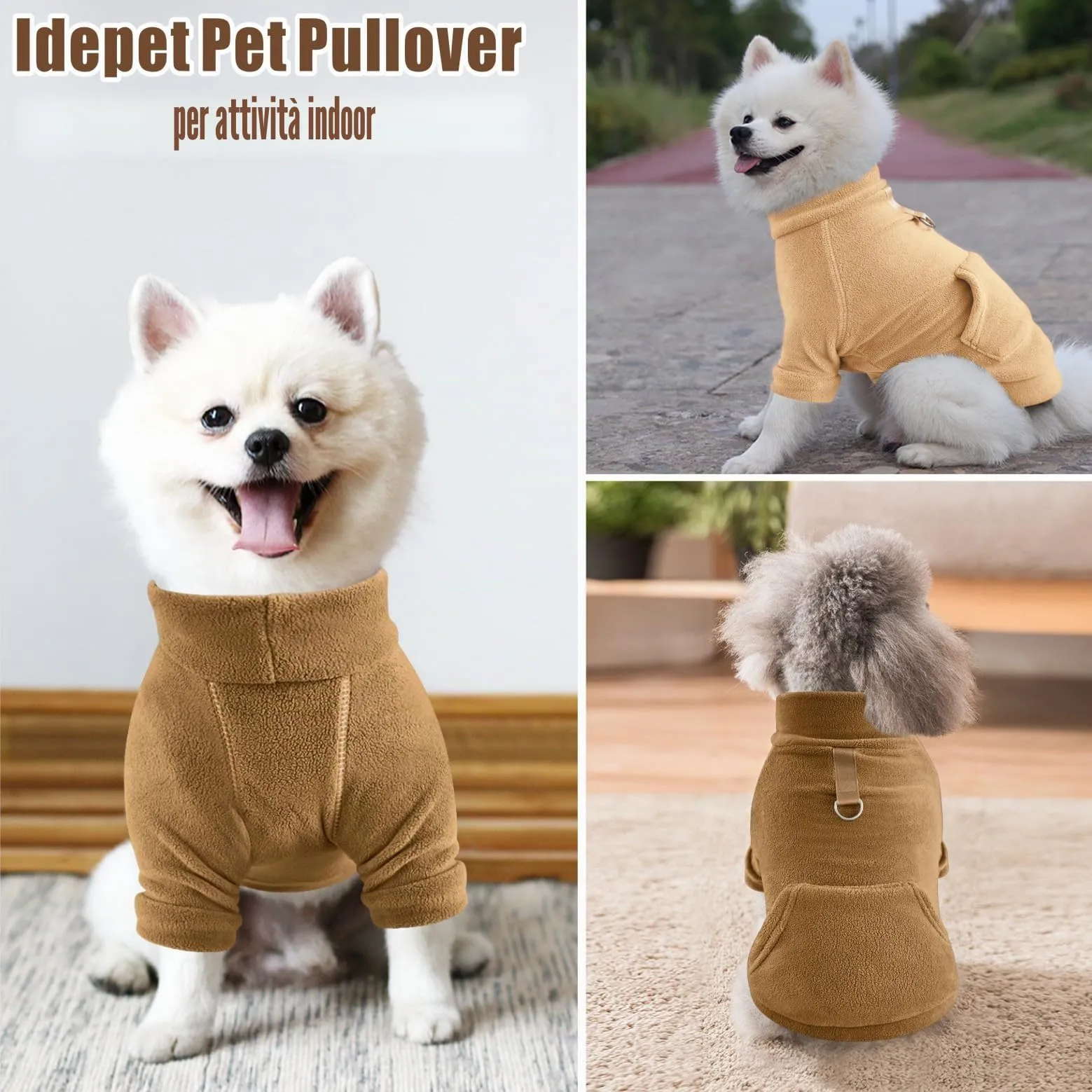 Mosucoirl Felpa con Cappuccio per Cani in Cotone con Tasca, Kahki & Marrone, L - immagine 7