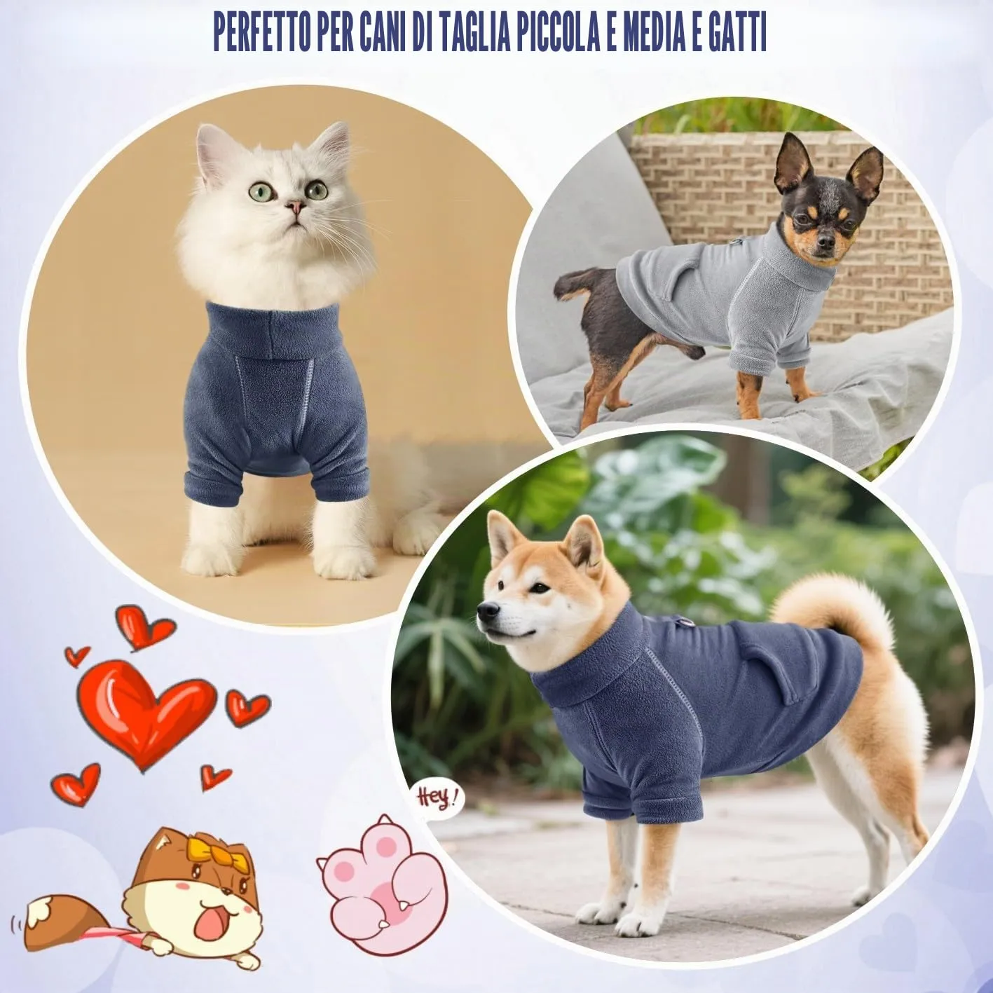 Mosucoirl Felpa con Cappuccio per Cani, Grigio&Blu Navy, XXL - immagine 3