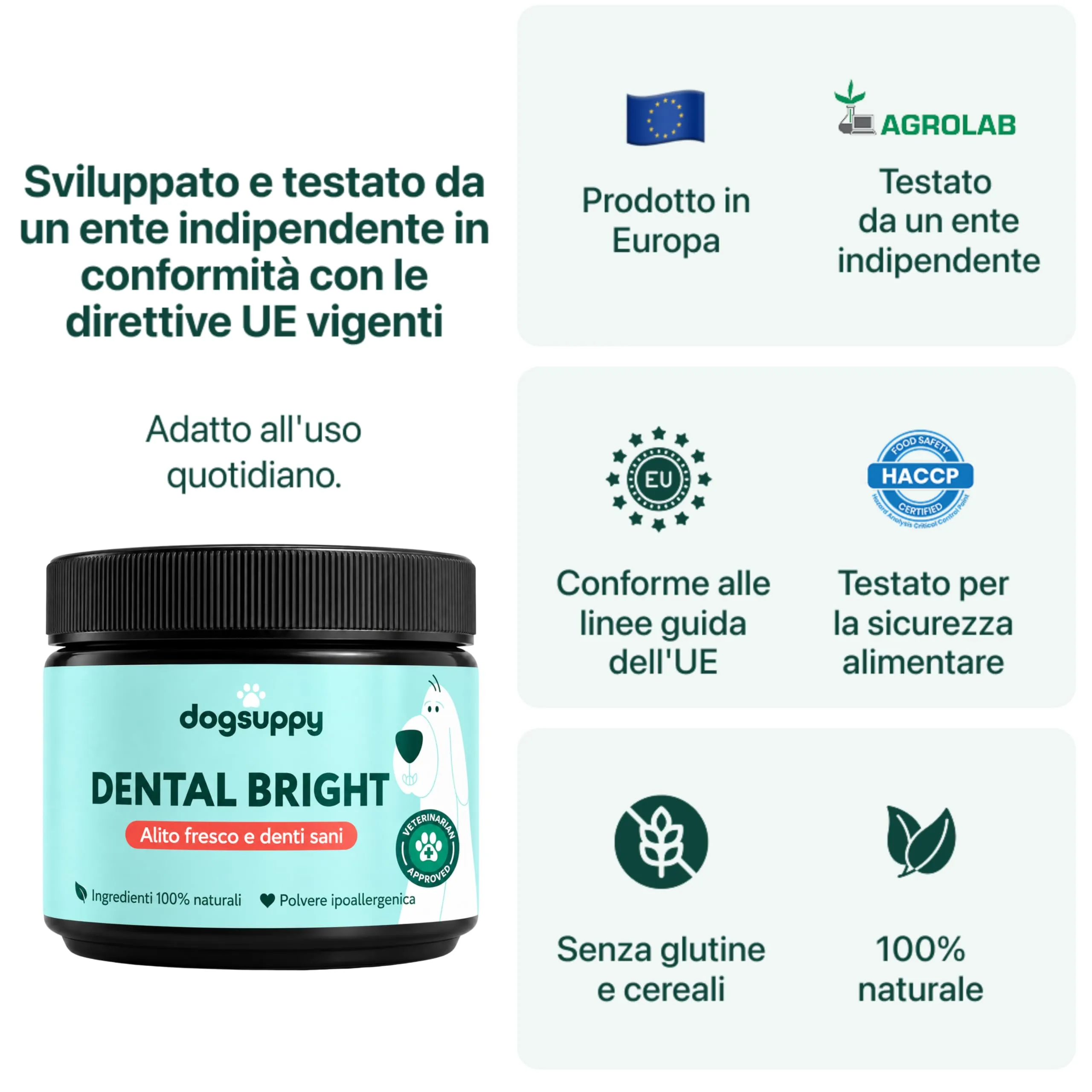 DogSuppy Dental Bright Polvere Dentale per Cani, Alito Fresco, Rimuovi Placca e Tartaro - immagine 6