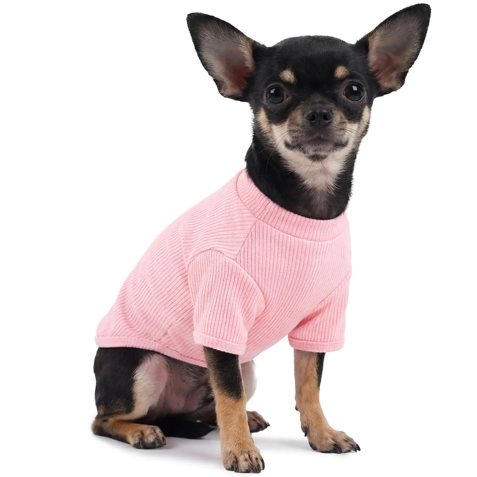 Hjumarayan T-Shirt per Cani in Maglia Elasticizzata a Costine, Rosa Fiorita, XS - immagine 1