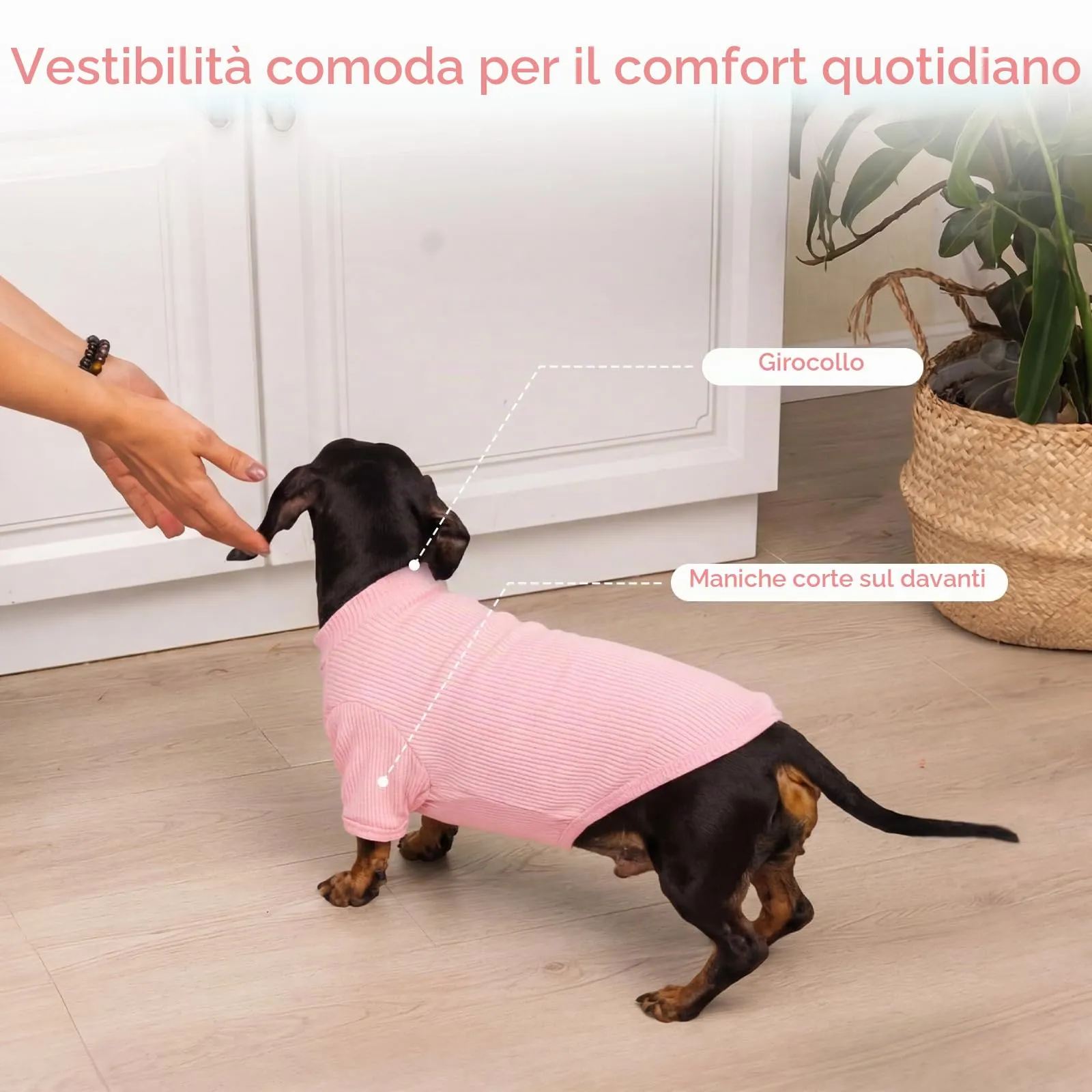 Hjumarayan T-Shirt per Cani in Maglia Elasticizzata a Costine, Rosa Fiorita, XS - immagine 4