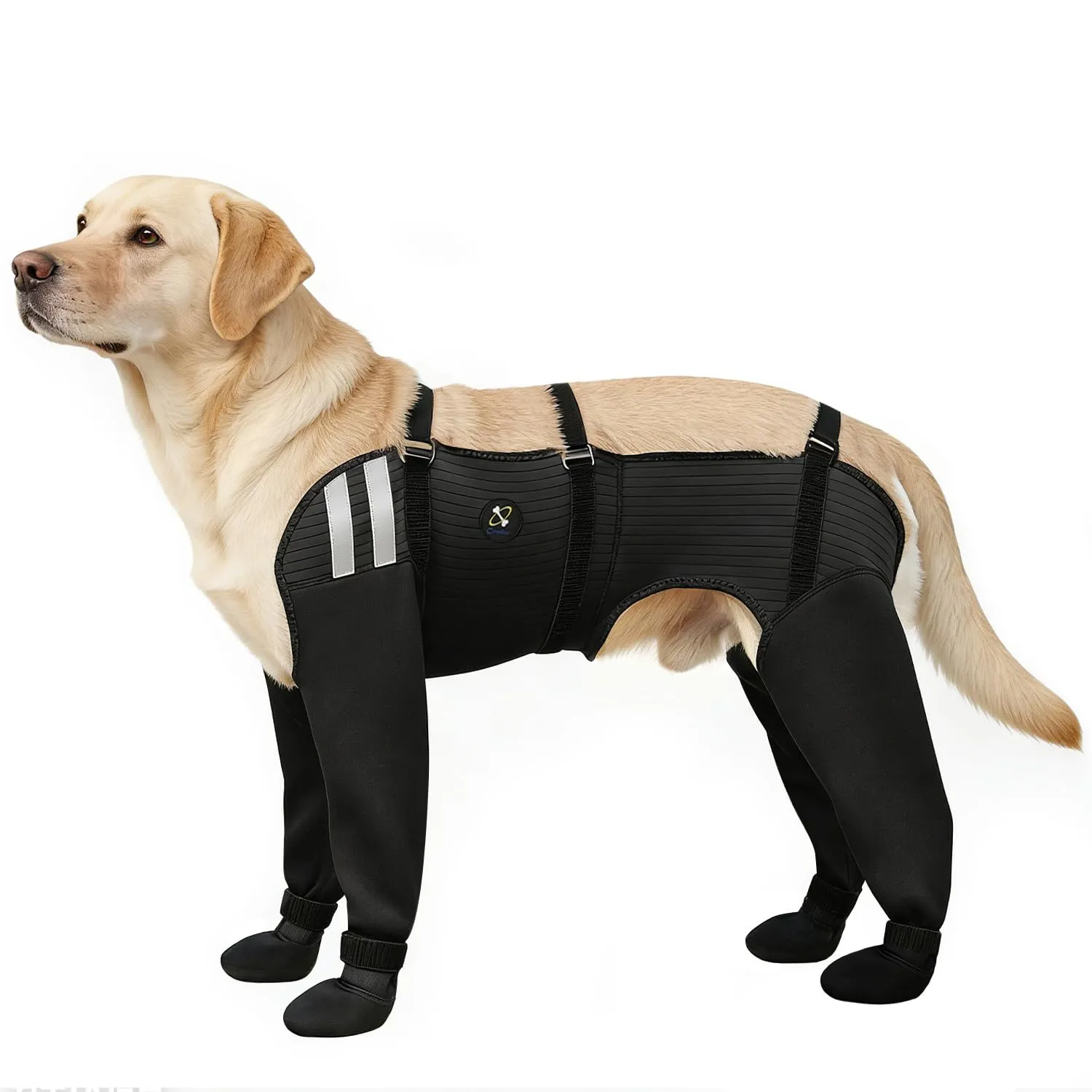 COODEO Calzini Impermeabili per Cani, Antiscivolo e Anti-Leccamento, Nero, L - immagine 1