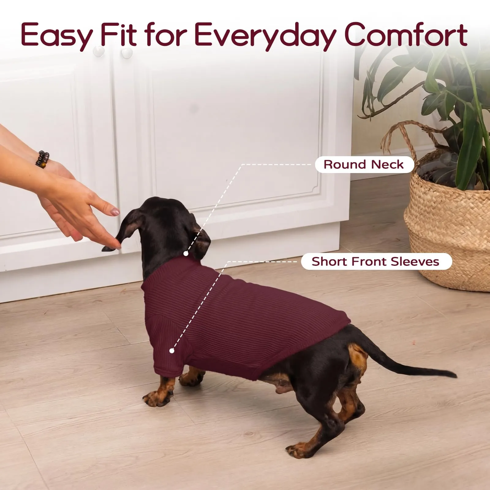 Hjumarayan Pullover Leggero in Maglia a Costine per Cani, Bordeaux L - immagine 4