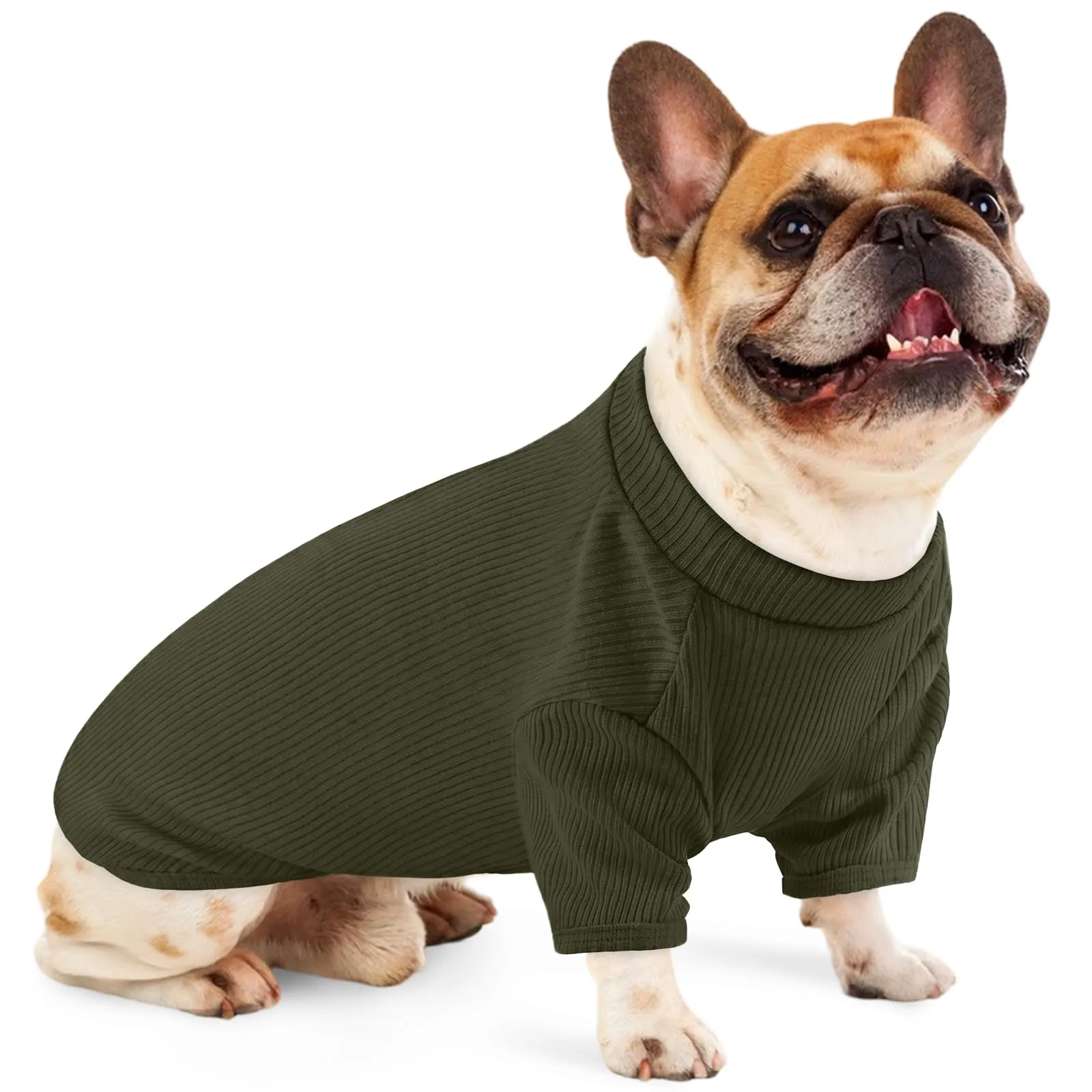 Hjumarayan Pullover Leggero Per Cani In Maglia A Costine, Verde Muschio, L - immagine 1