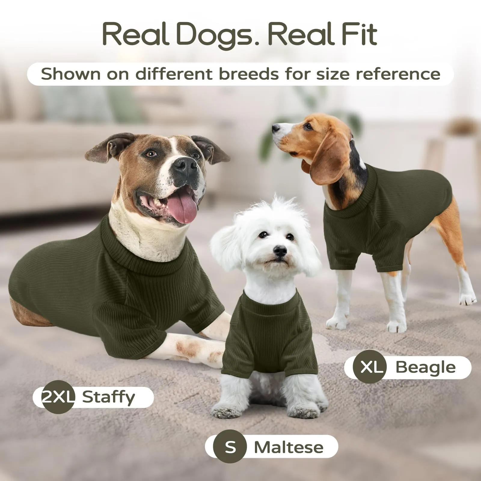 Hjumarayan Pullover Leggero Per Cani In Maglia A Costine, Verde Muschio, L - immagine 7