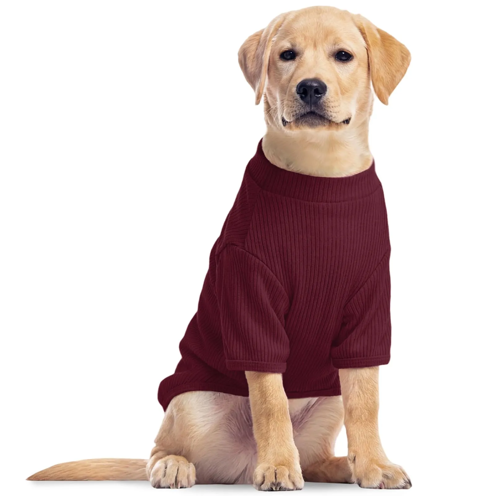 Hjumarayan Maglione Leggero per Cani in Maglia Traspirante a Costine, Bordeaux, XXXL - immagine 1