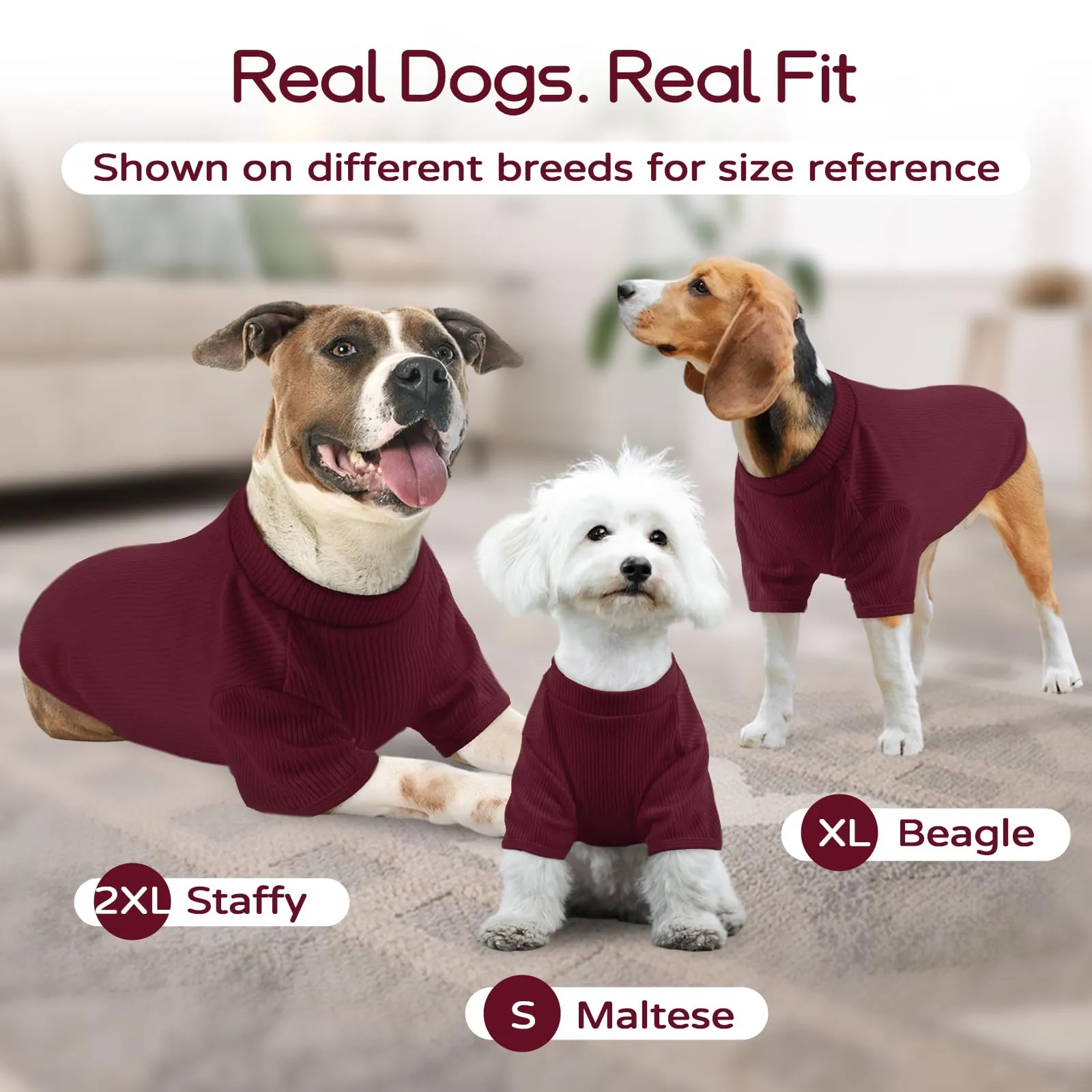 Hjumarayan Maglione Leggero per Cani in Maglia Traspirante a Costine, Bordeaux, XXXL - immagine 7