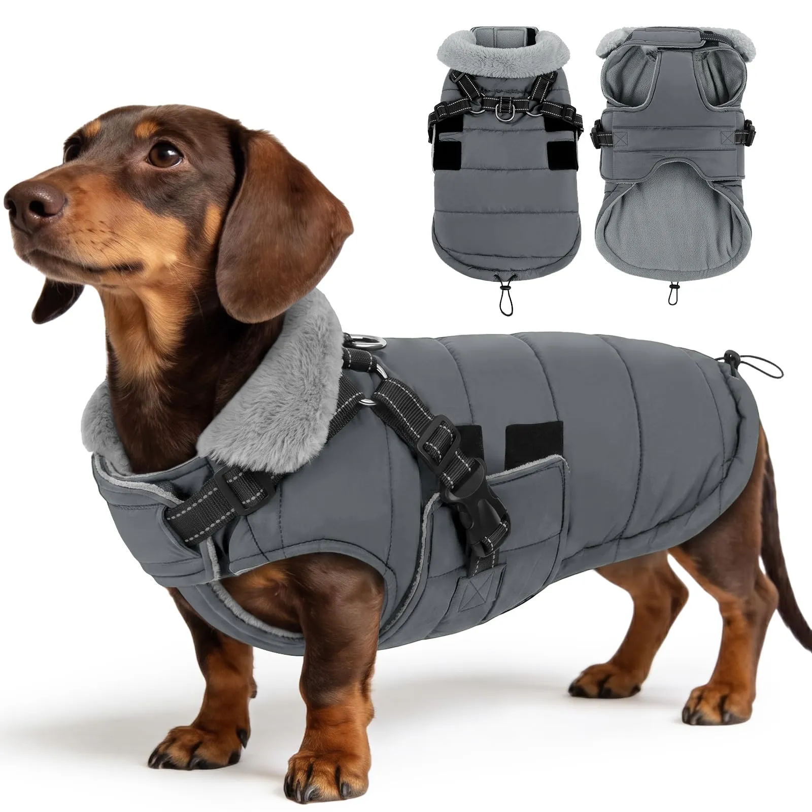 ASENKU Cappotto Cane Impermeabile e Antivento, Taglia L, Grigio - immagine 1