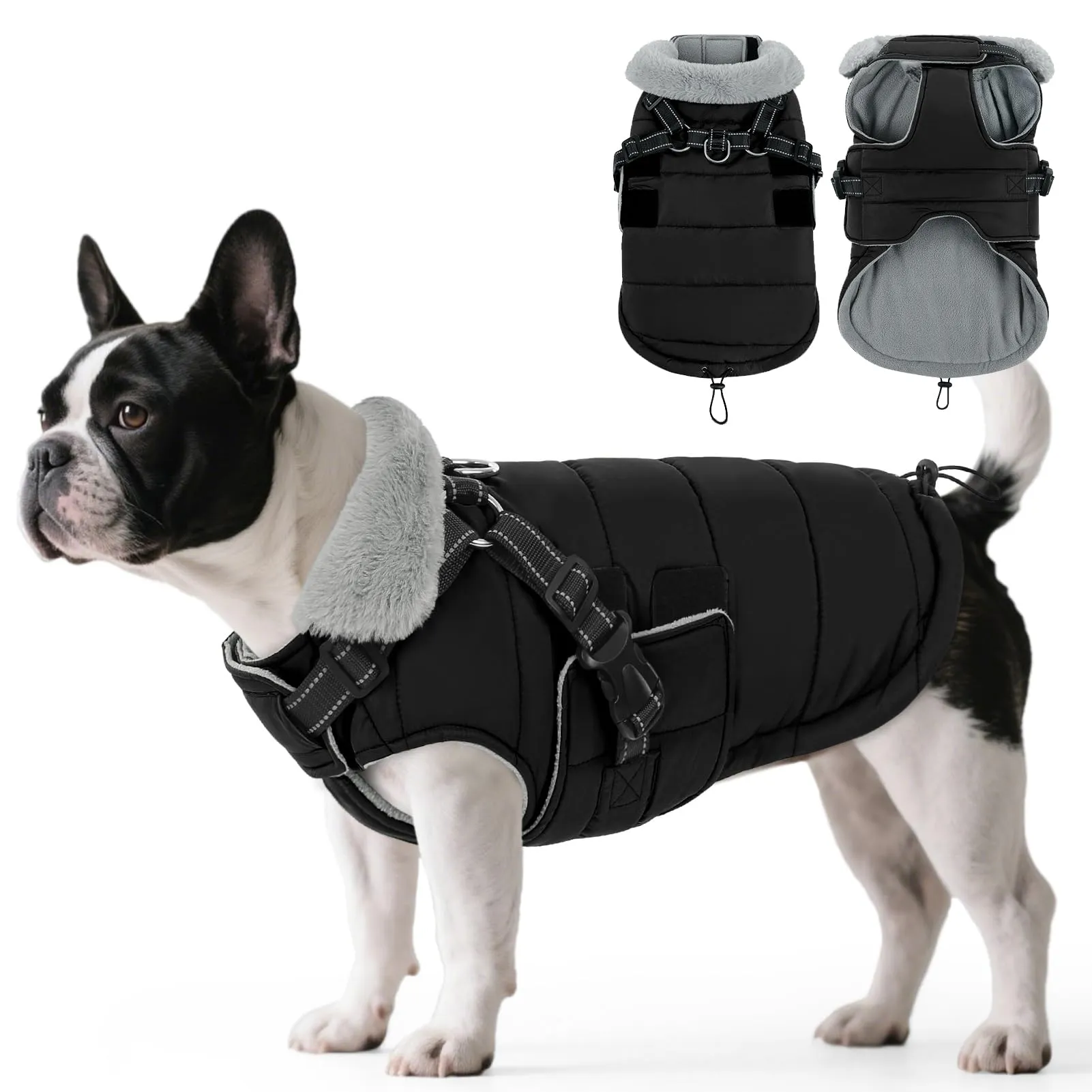 ASENKU Cappotto per Cane Impermeabile e Antivento con Pettorina, Taglia M - immagine 1